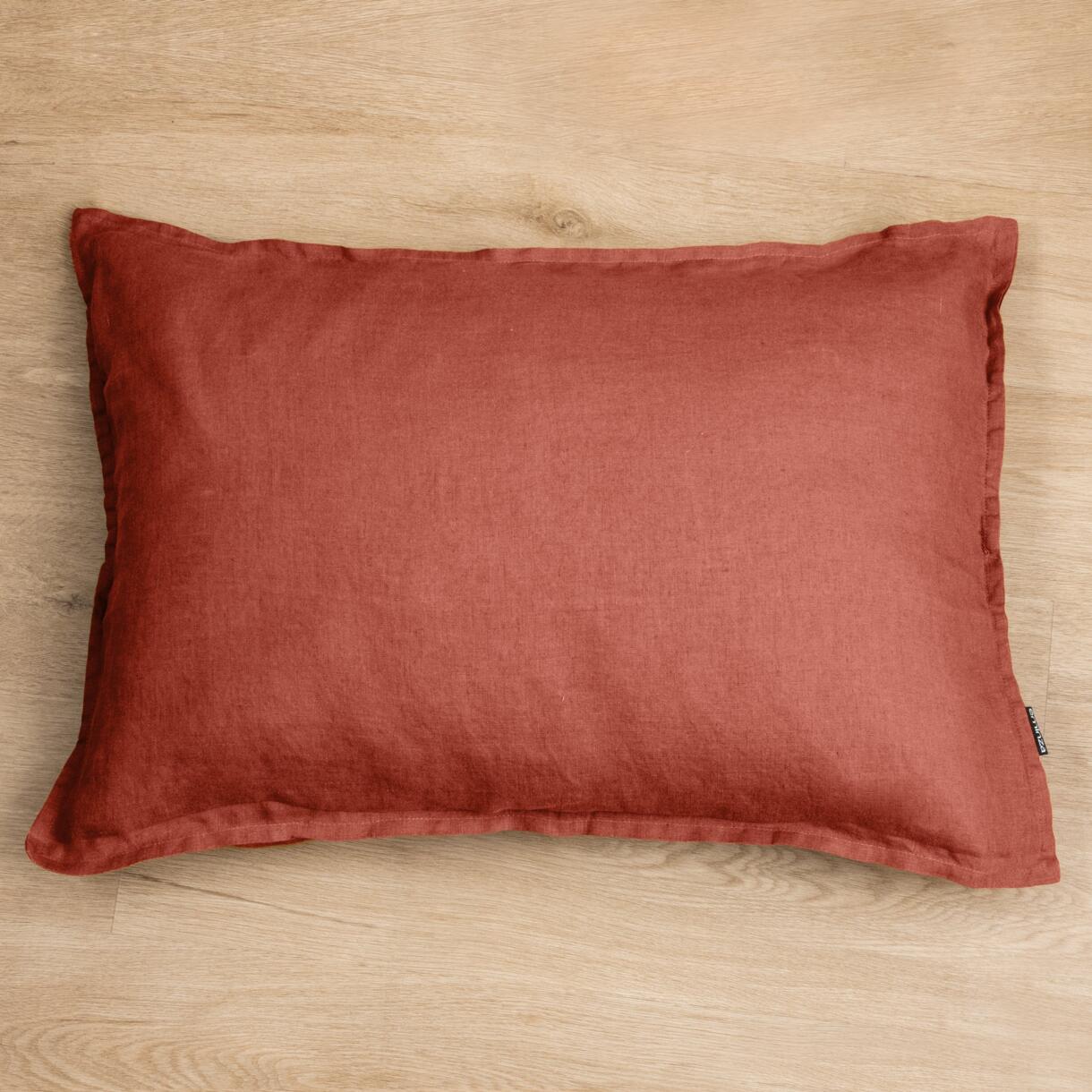 Funda de almohada rectangular en lino lavado (80 cm) Louise Terracota 1