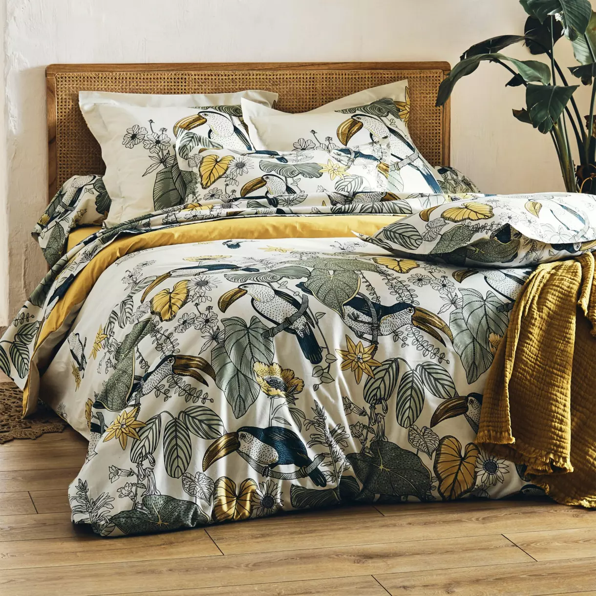 Funda nórdica en algodón lavado(200 cm) Toco Verde 1