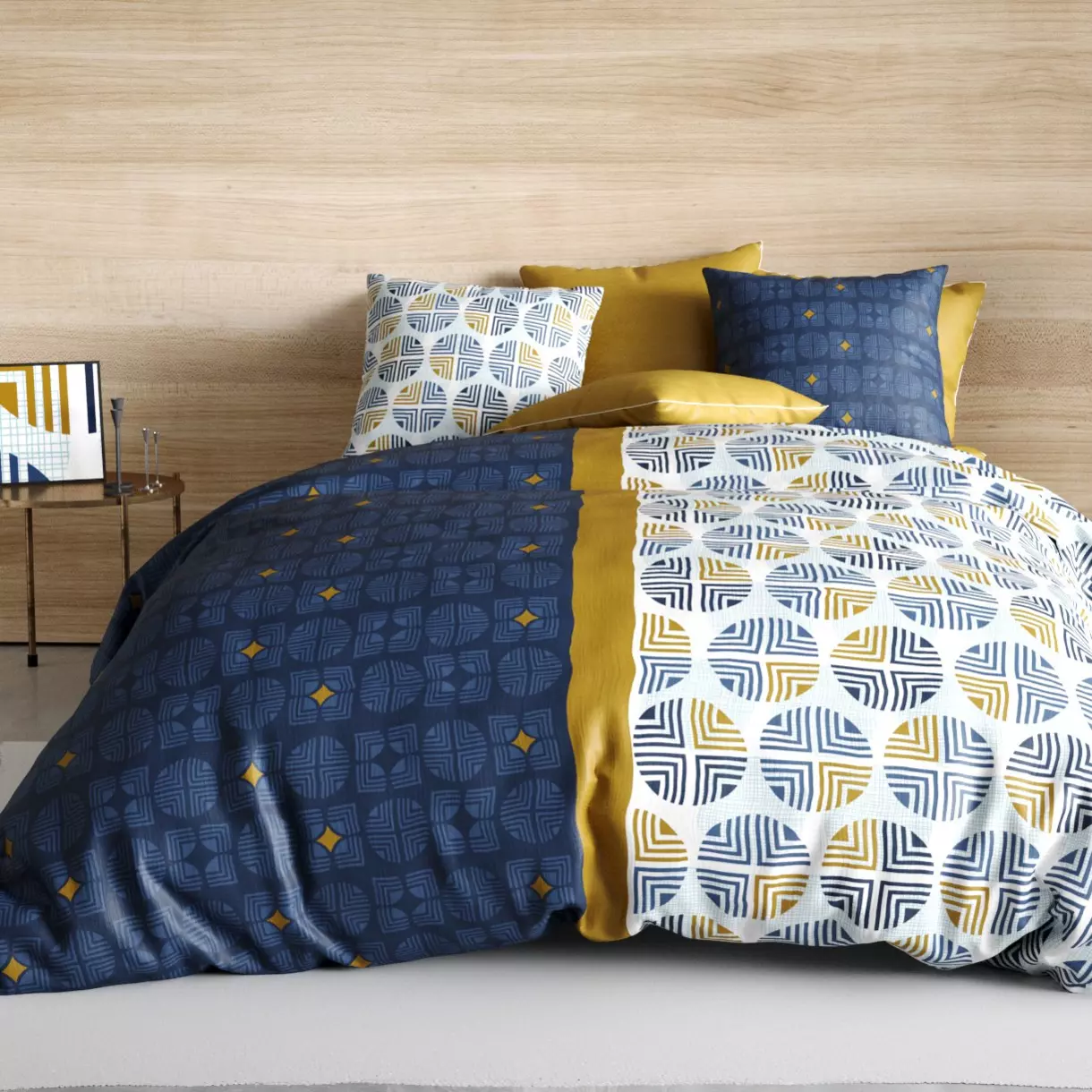 Juego de sábanas en algodón cama 90 cm 3 piezas Sirius Azul 1