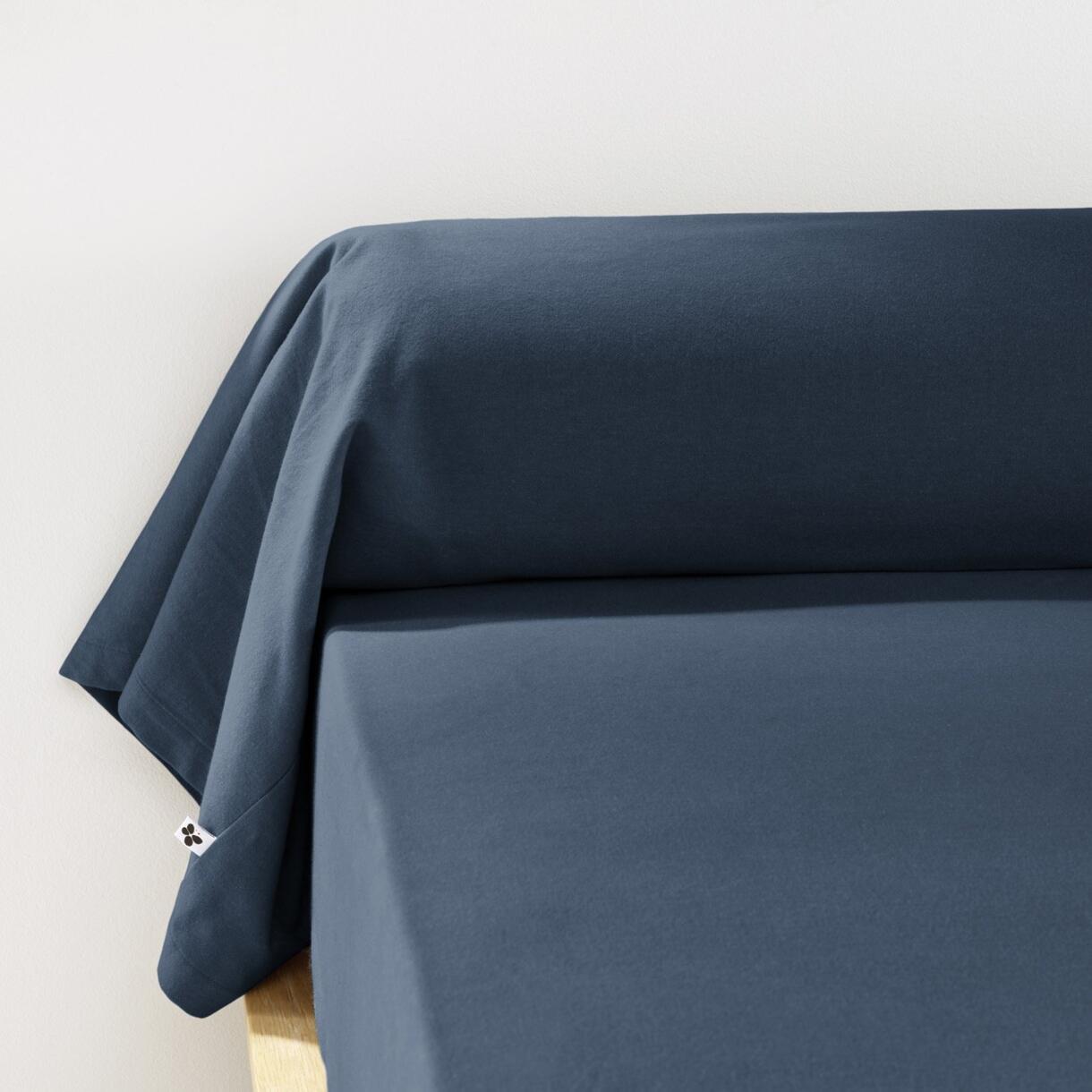 Federa cuscino a rullo flanella di cotone (L185 cm) Candice Blu notte 1