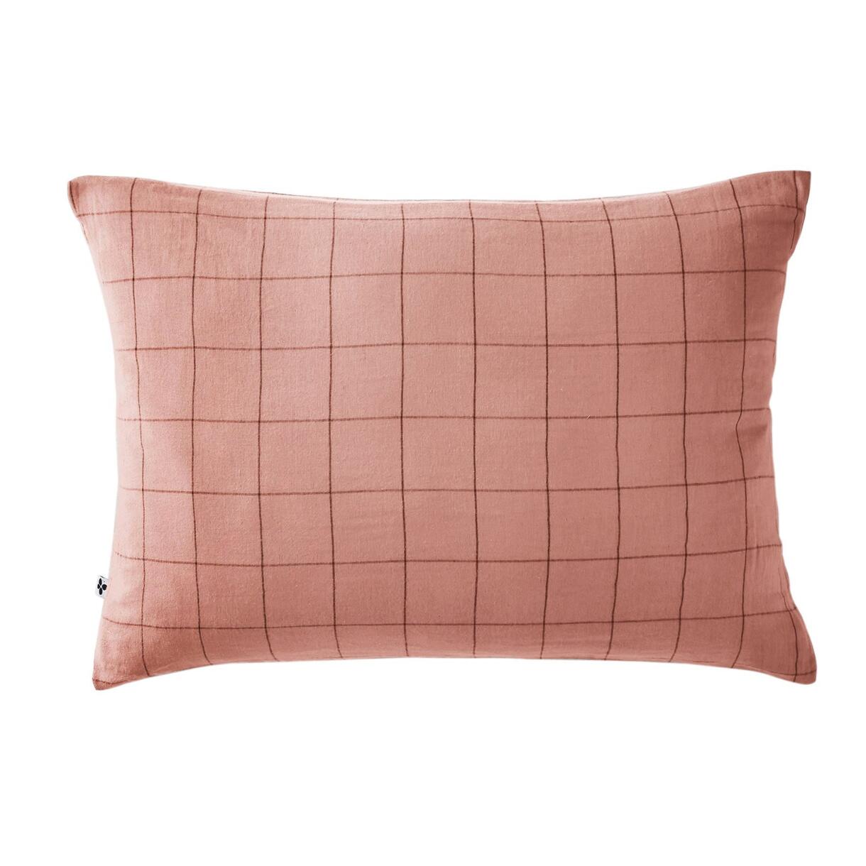 Funda para almohada rectangular en en gasa de algodón (70 cm) Gaïa Match Rosa durazno 1