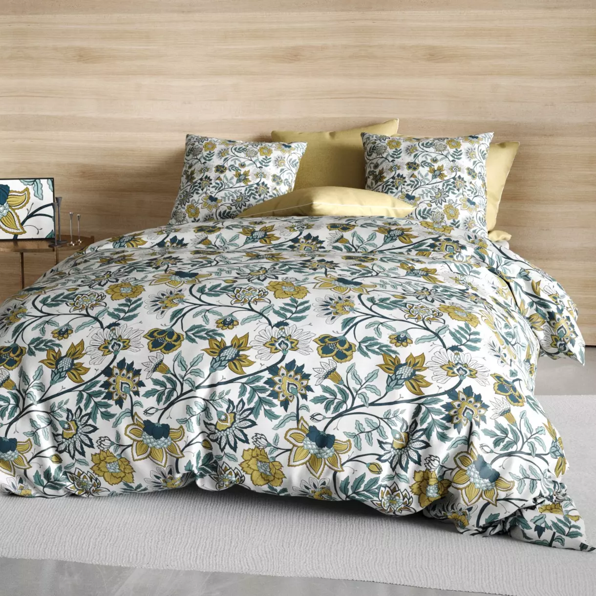 Funda nórdica y dos fundas de almohada en algodón (240 cm) Bohemia Verde 1