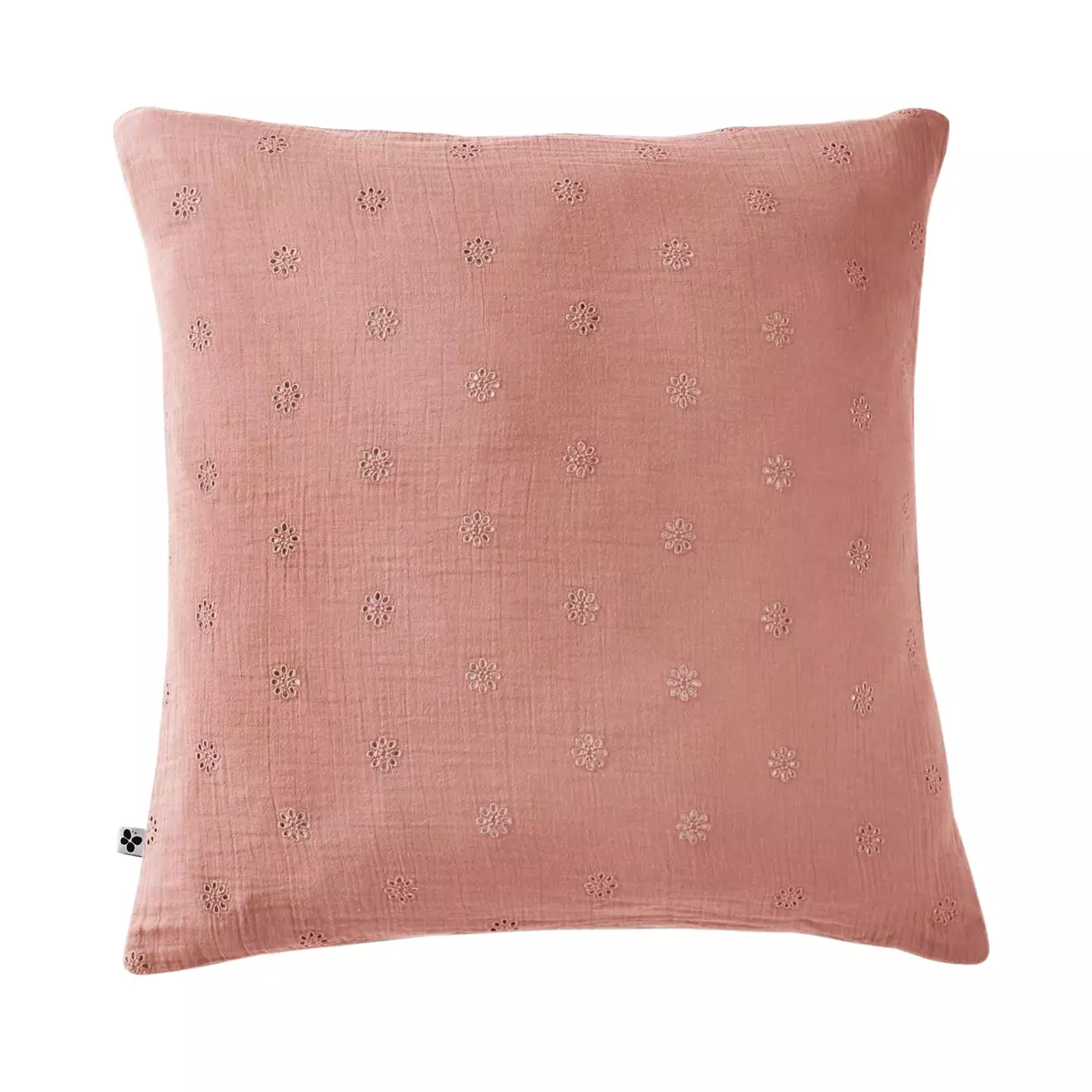Taie d'oreiller carrée gaze de coton (60 cm) Gaïa Boho Rose pêche 1