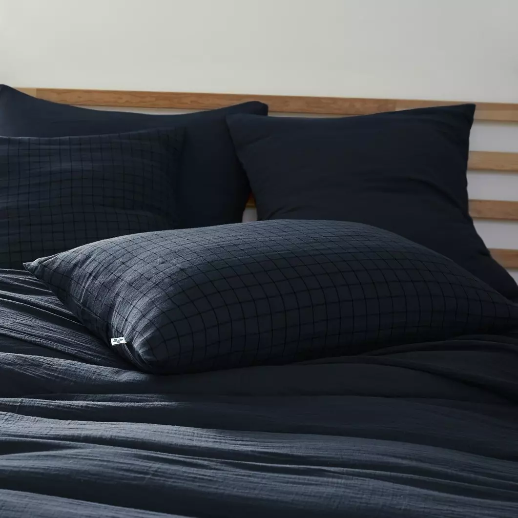 Funda de almohada rectangular en gasa de algodón (70 cm) Gaïa Mix Azul noche 1