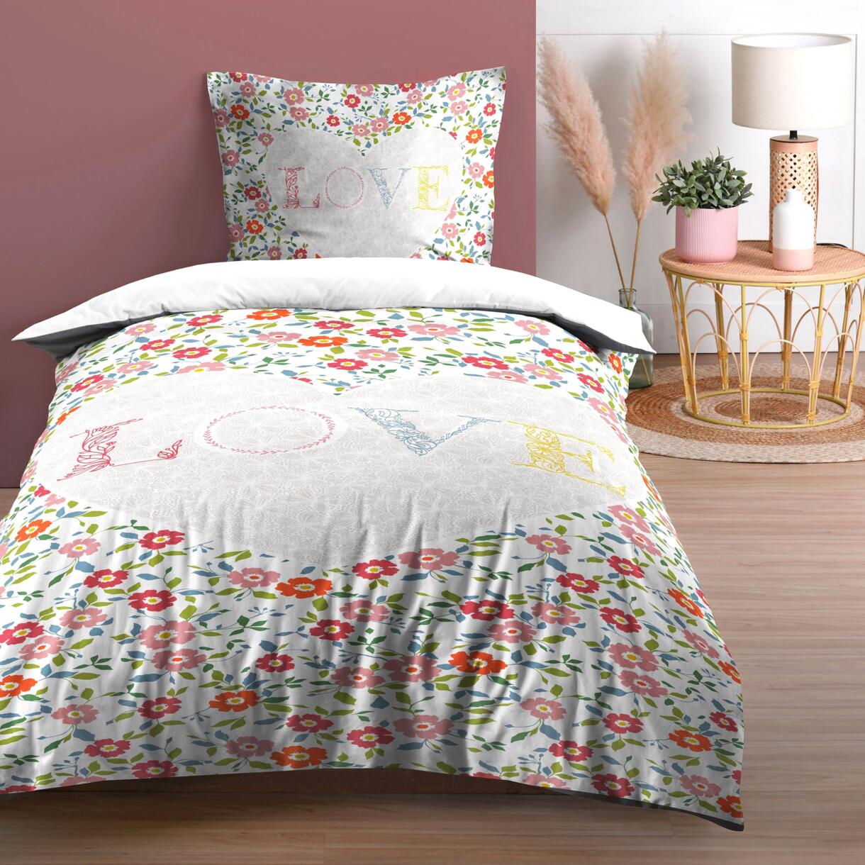 Funda Nórdica y una funda para almohada en algodón (140 cm) Fleurette Multicolor 1