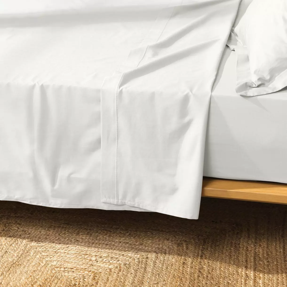 Drap plat coton bio (180 cm) Biolina Blanc 1