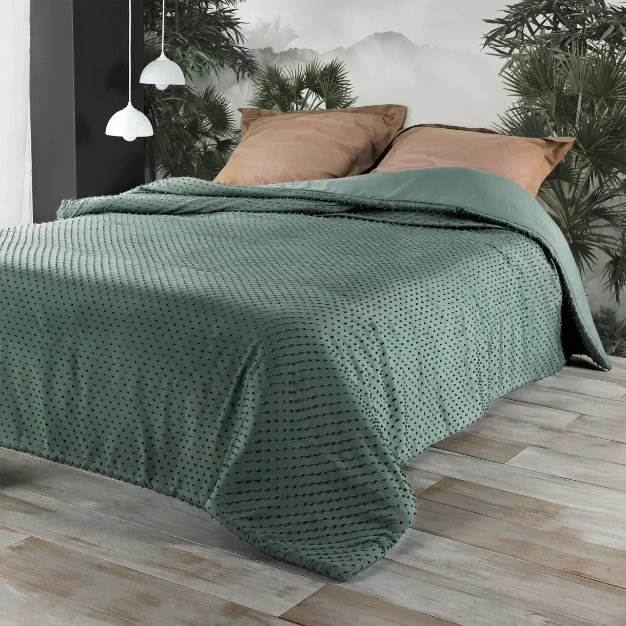 Colcha (180 x 240 cm) Pompon Verde 1