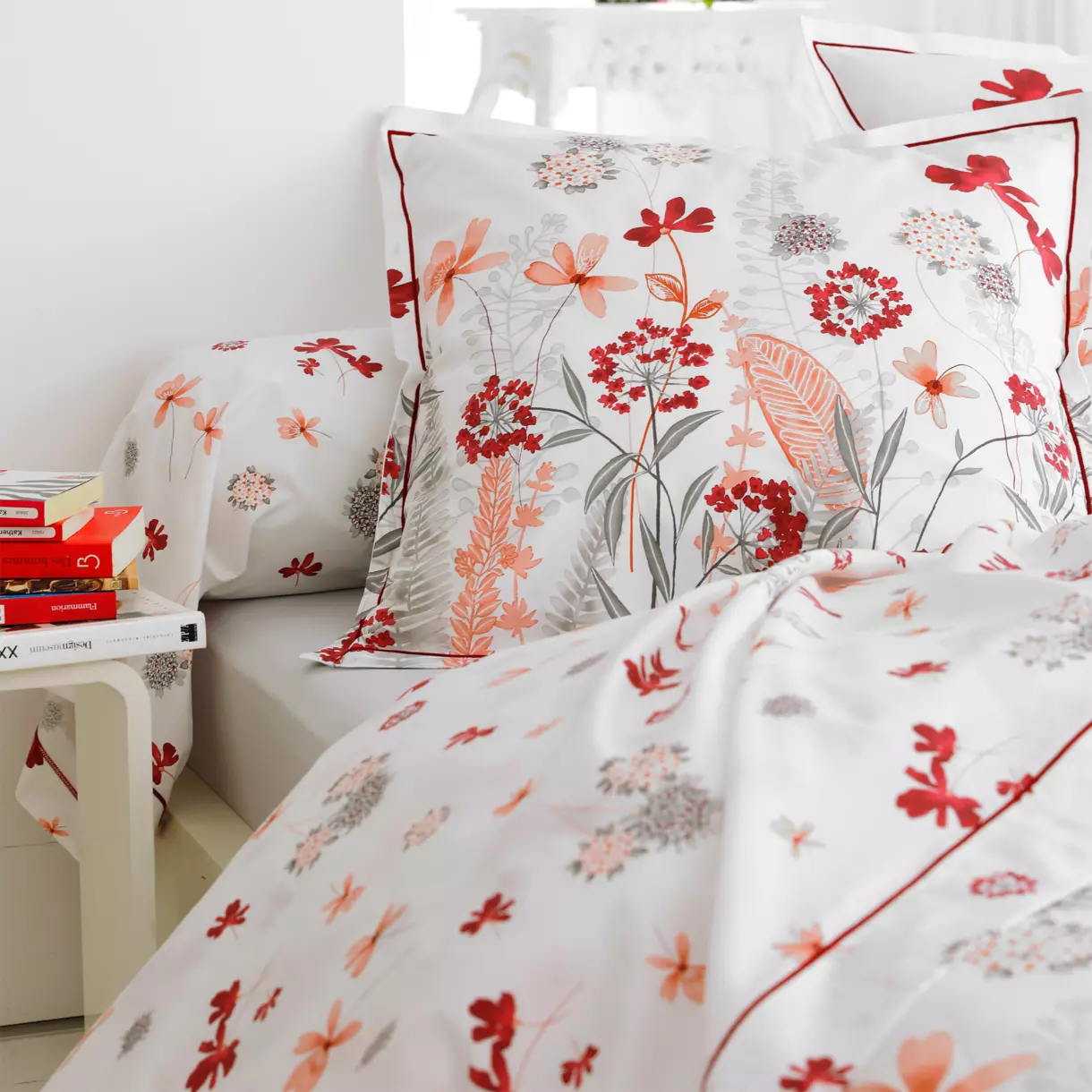 Taie de traversin percale de coton (L200 cm) Petite folie Rouge 1