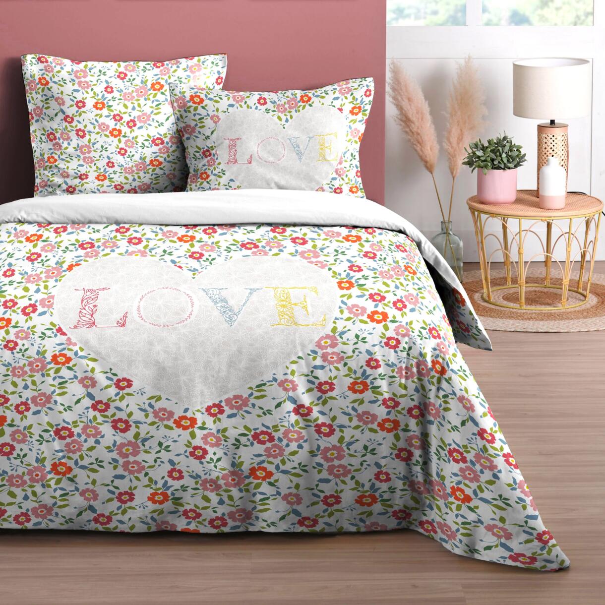 Funda Nórdica y dos fundas para almohada en algodón (260 cm) Fleurette Multicolor 1