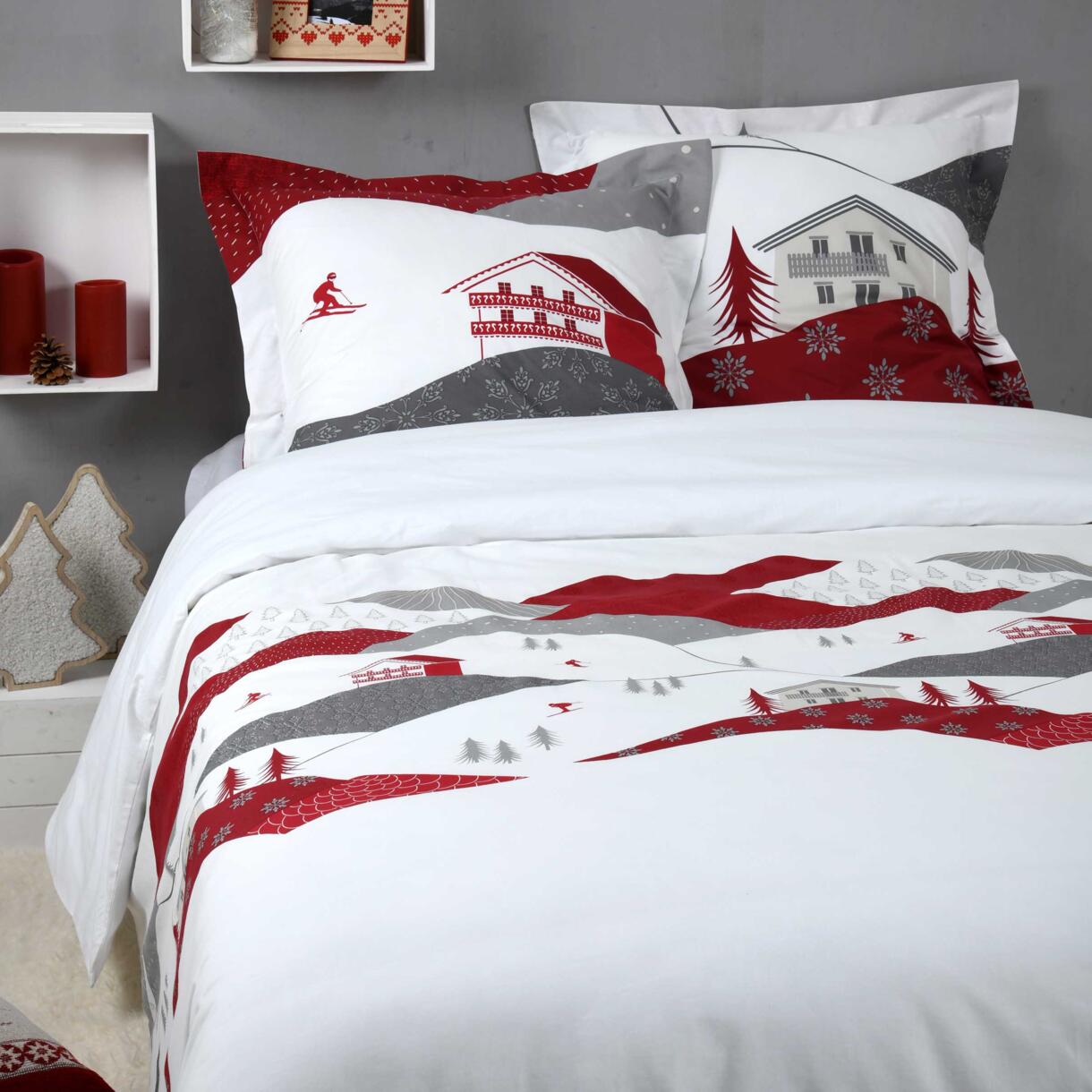 Funda Nórdica y dos fundas para almohada en algodón (240 cm) Albiez Rojo 1