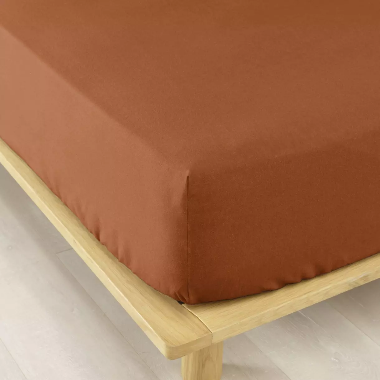 Hoeslaken flanel (90 cm) Théa Terracotta 1