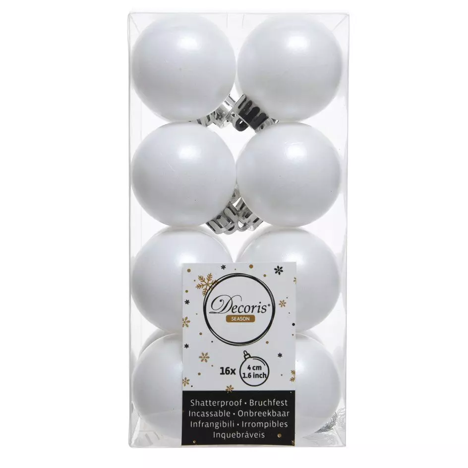 Lot de 16 boules de Noël (D40 mm) Alpine Blanc 1