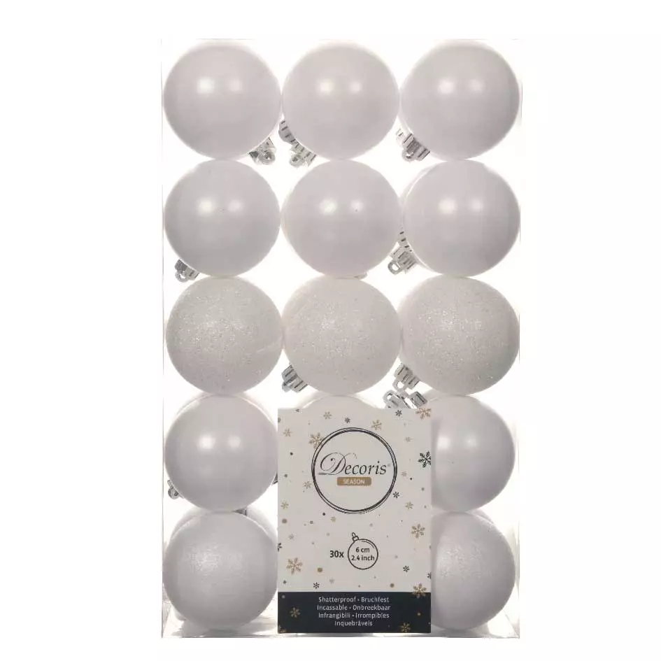 Lote de 30 bolas de Navidad (D60 mm) Alpine Blanco 1