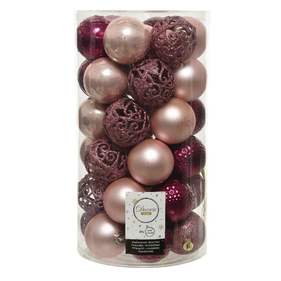 Confezione di 37 palline di Natale (D60 mm) Cuicui Rosa antico 1