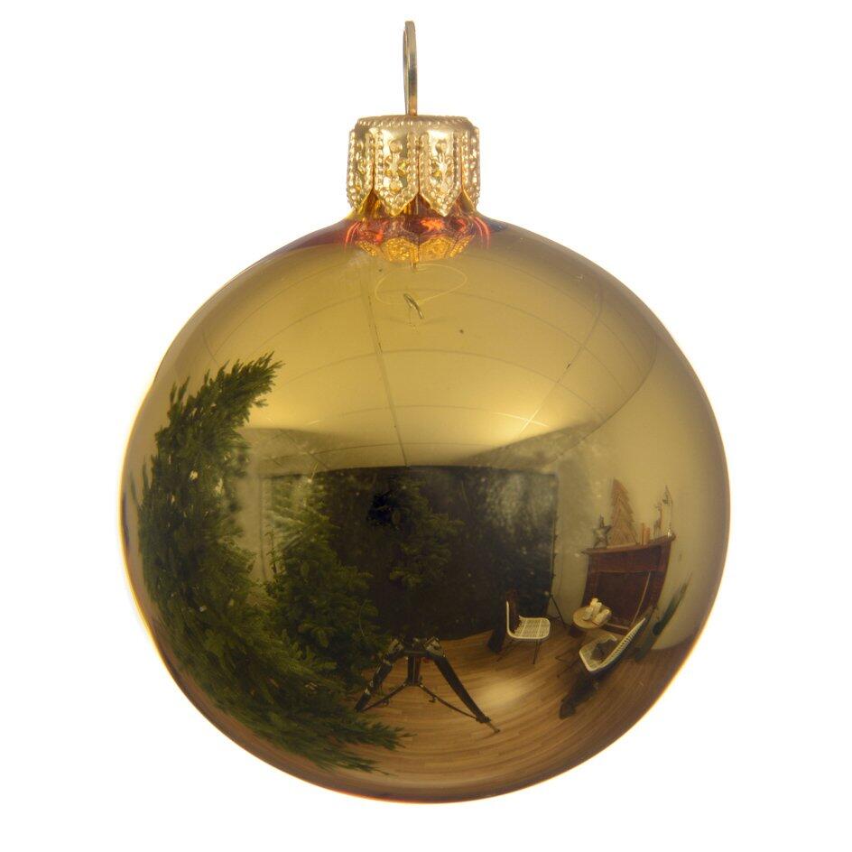 Lotto di 6 palline di Natale di vetro (D80 mm) Scintilla Oro 1