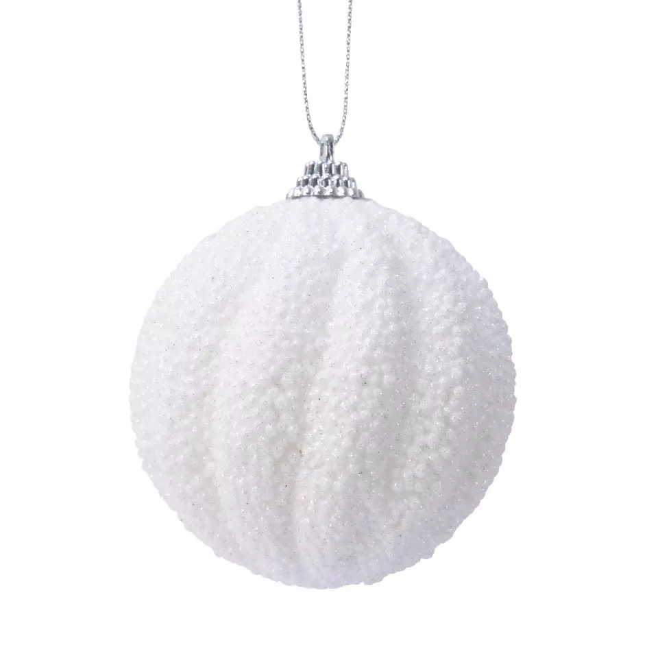 Lote de 12 bolas de Navidad (D80 mm) Etincelle Blanco 1