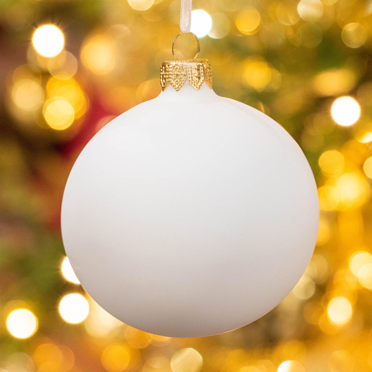 Lotto di 4 palline di Natale di vetro (D100 mm) Arctique opache Bianco panna 1