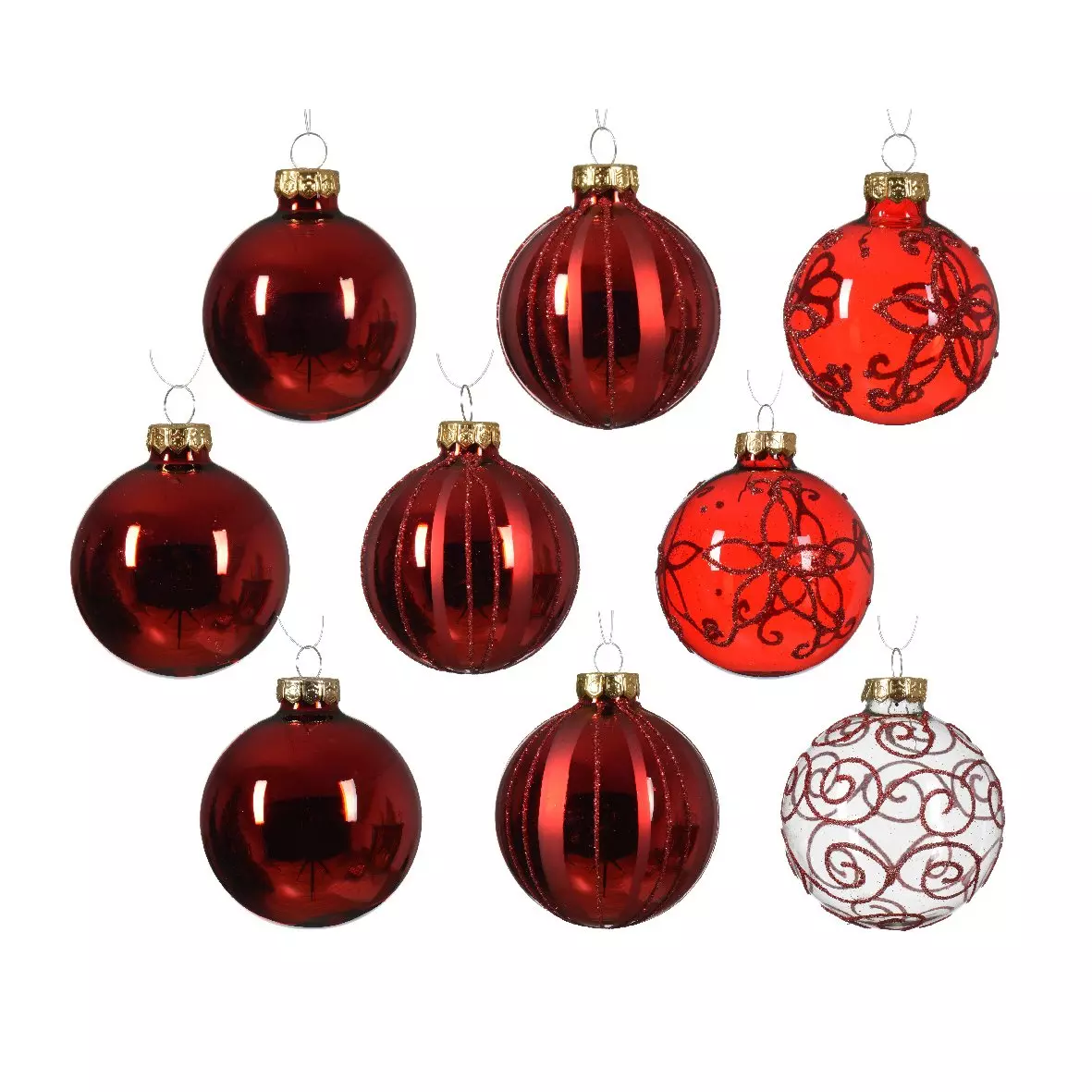 Lote de 13 bolas de Navidad (D70 mm) Cristal en vidrio Rojo 1