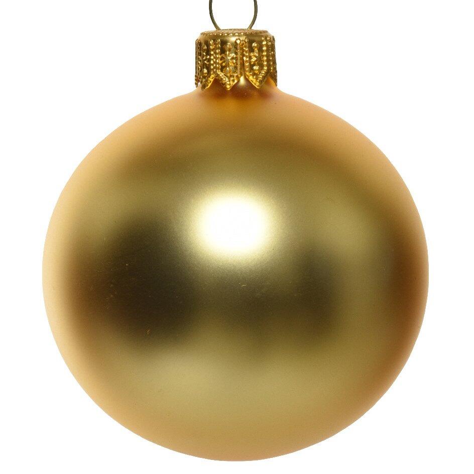 Lotto di 6 palline di Natale di vetro (D80 mm) Arctique mate Oro 1
