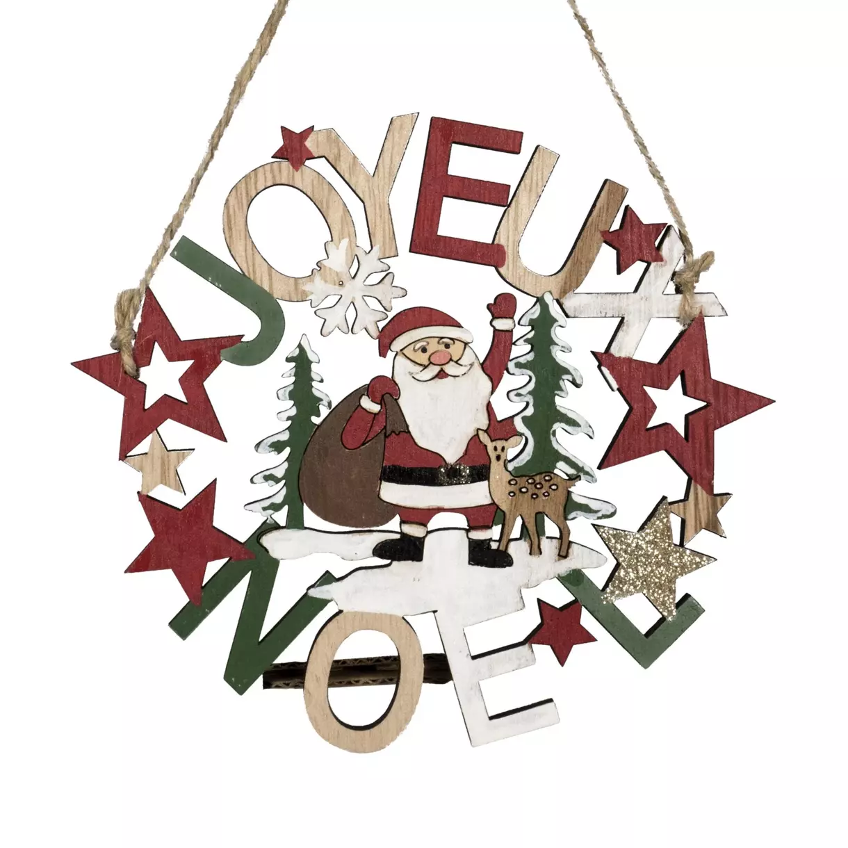 Papá Noel para colgar Corona Rojo 1