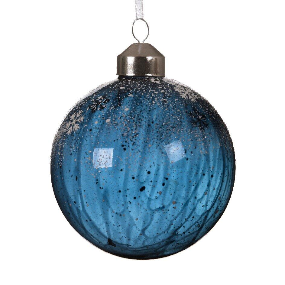 Lot de 3 boules de Noël en verre (D80 mm) Vernis Bleu  1