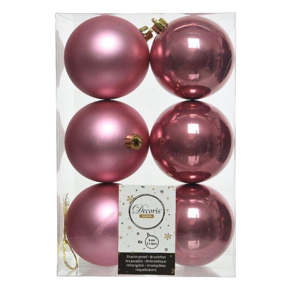 Confezione di 6 palline di Natale (D80 mm) Alpine Rosa antico 1