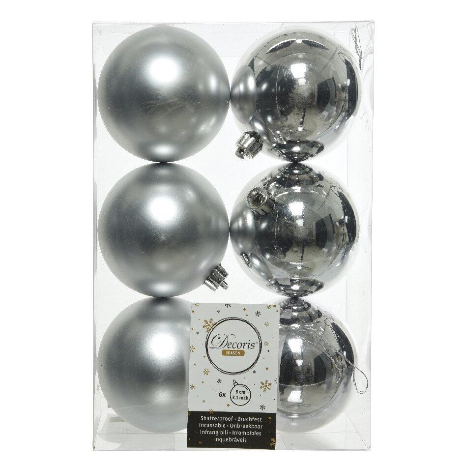 Set van 6 kerstballen (D80 mm) Alpine zilver 1