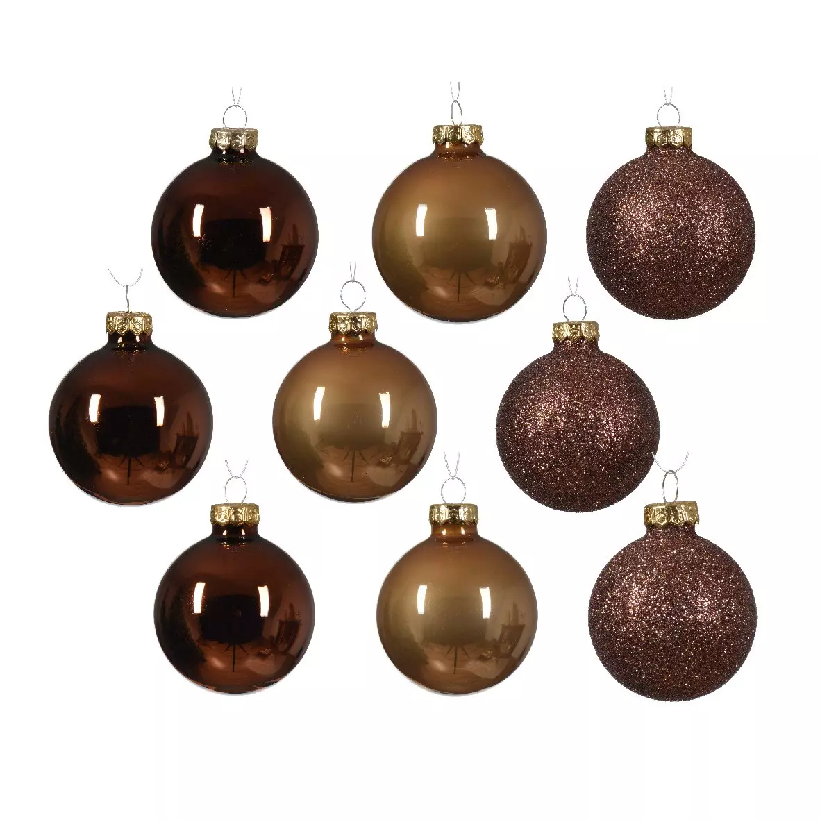 Lot de 21 boules de Noël (D70 mm) Cristal en verre Marron 1