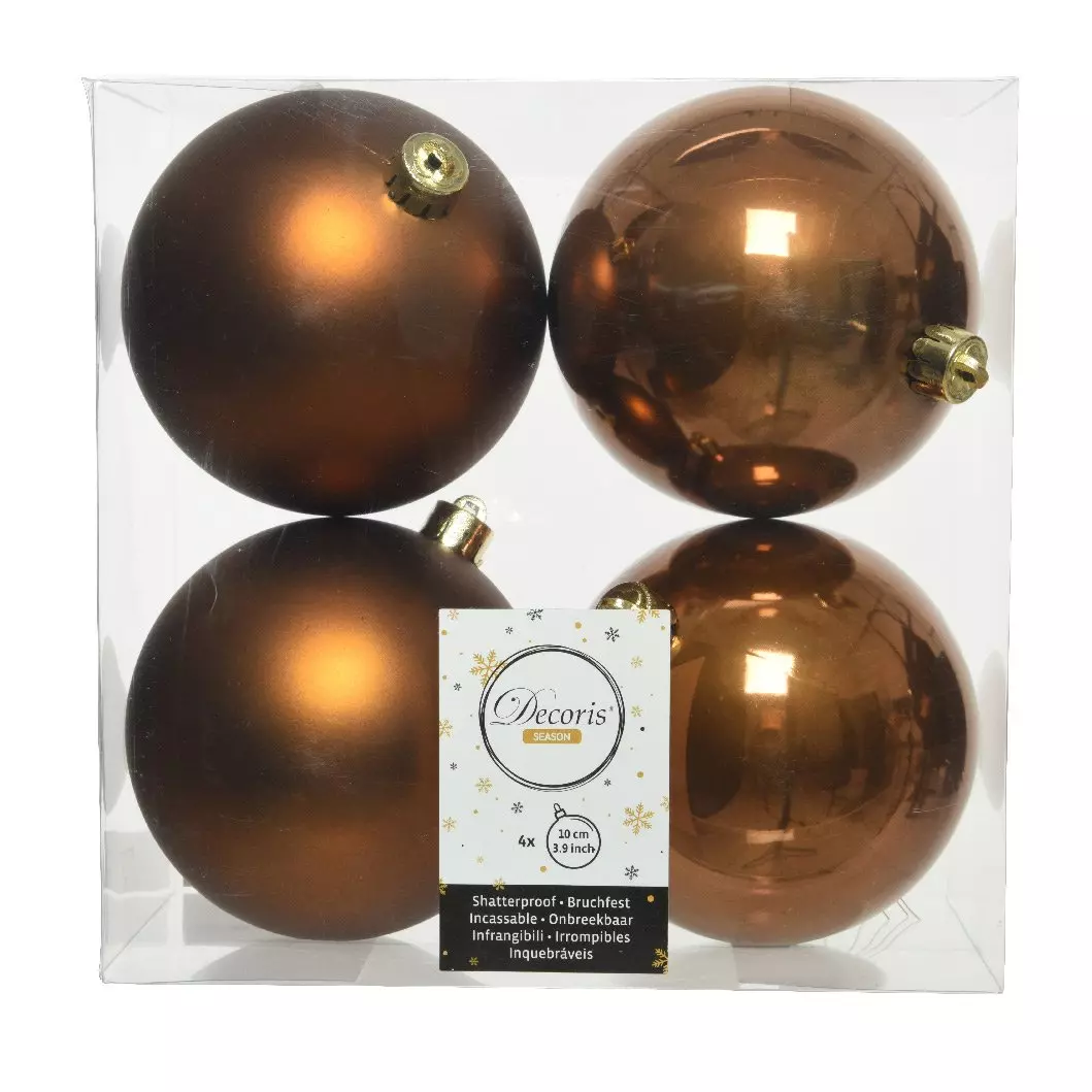 Lote de 4 bolas de Navidad (D100 mm) Alpine Canela 1