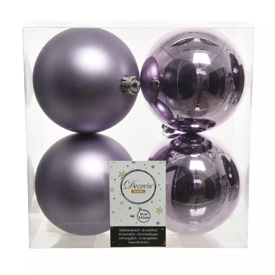 Lot de 4 boules de Noël (D100 mm) Alpine Lilas 1