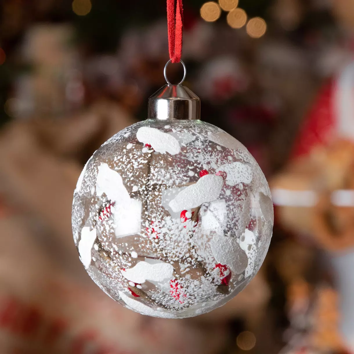 3er Set Weihnachtskugeln (D80 mm) aus Glas Nature enneigée Transparent 1