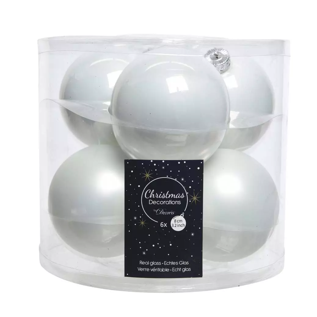 Lot de 6 boules de Noël en verre (D80 mm) Maria Blanc 1