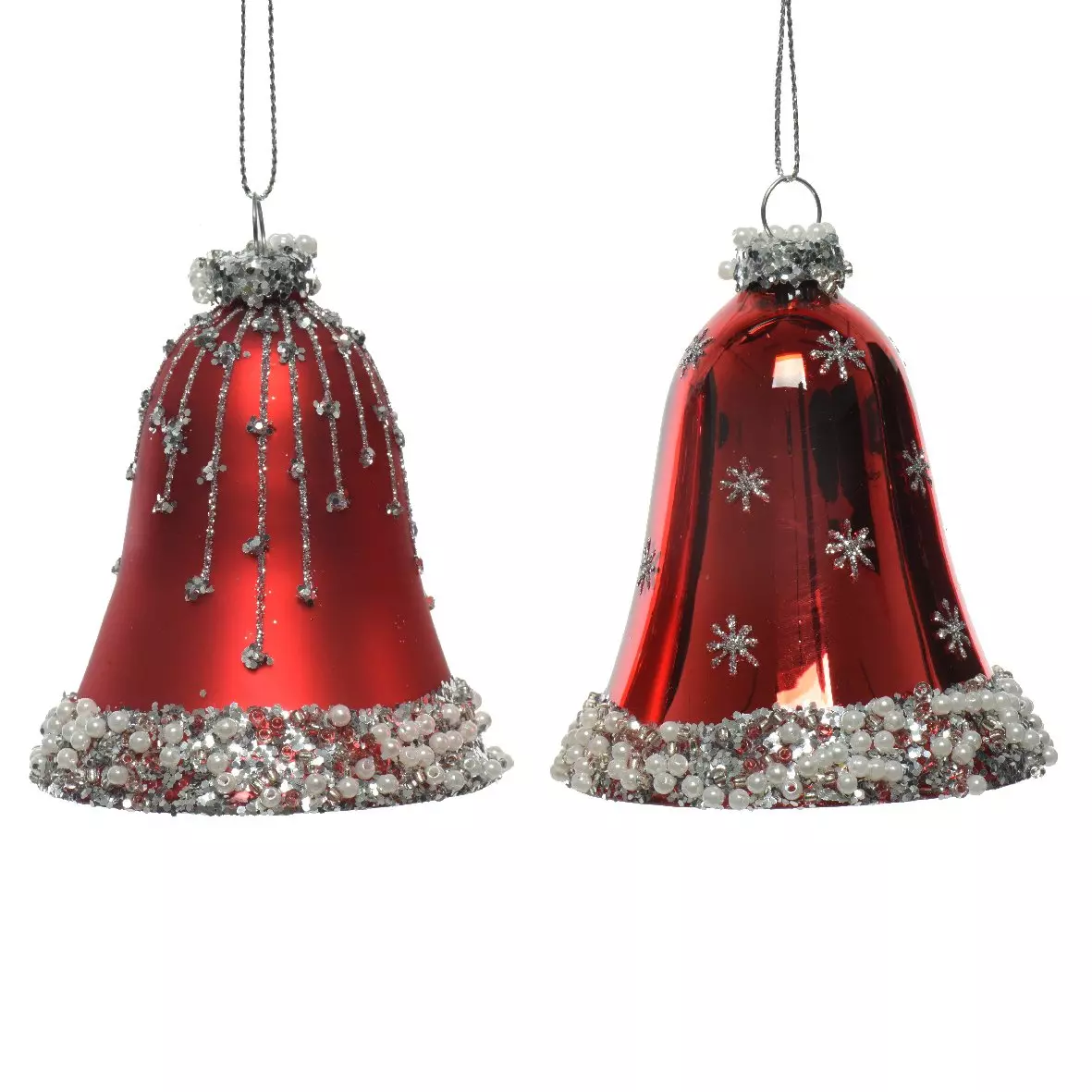Lote de 2 campanillas en cristal Kristina Plata Rojo 1