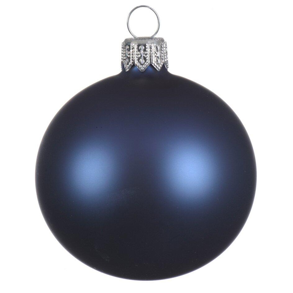Lote de 6 bolas de Navidad en vidrio (D80 mm) Ártico mate Azul noche  1
