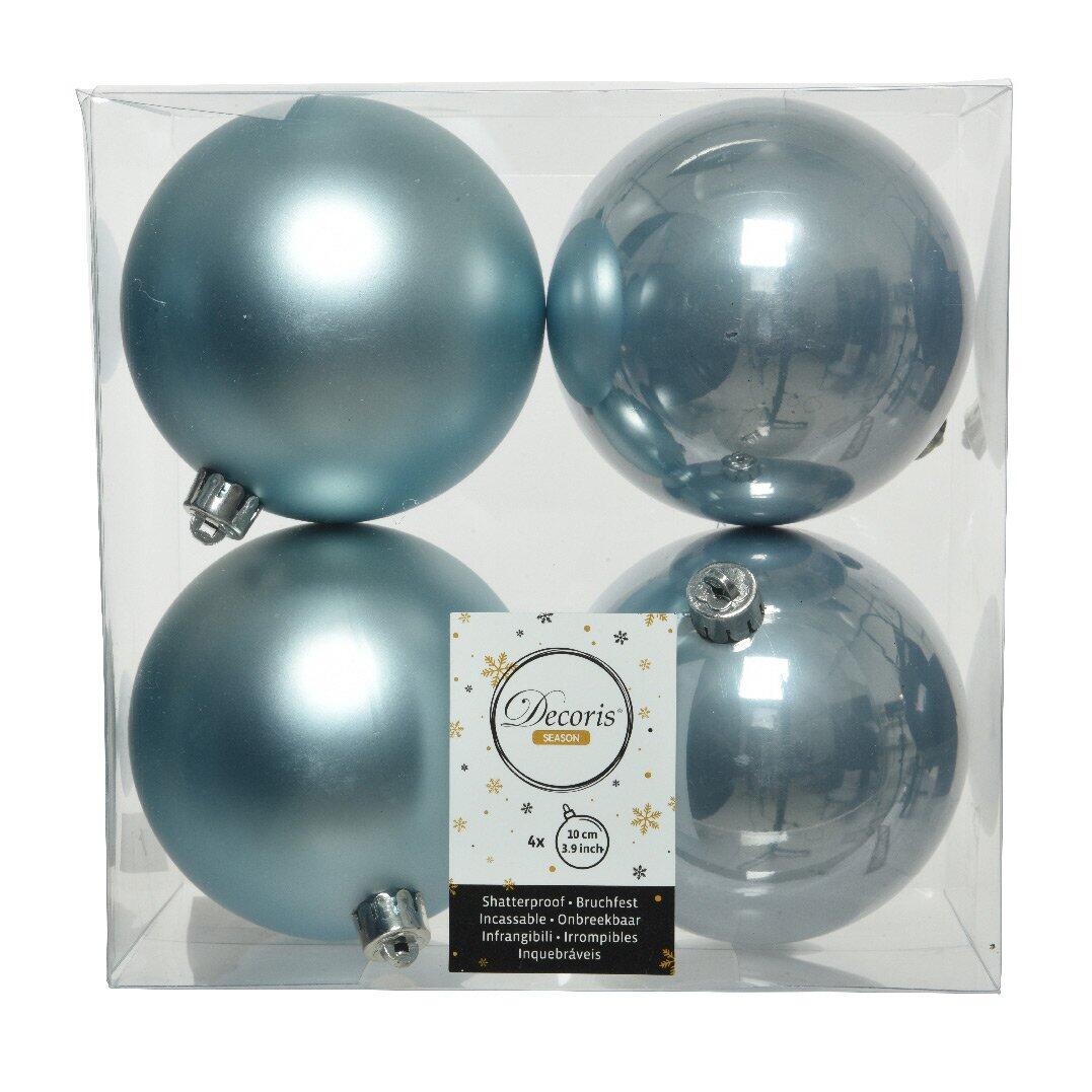 Lot de 4 boules de Noël (D100 mm) Alpine Bleu brumeux 1