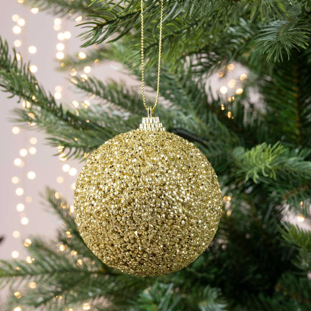 Lotto di 6 palline di Natale di vetro (D80 mm) Perline Oro 1