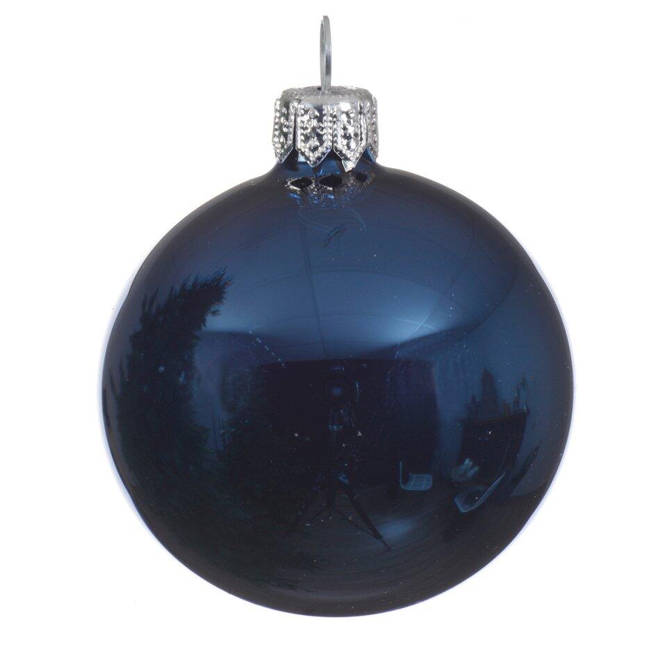 Lote de 6 bolas de Navidad en vidrio (D80 mm) Artico  Azul noche  1