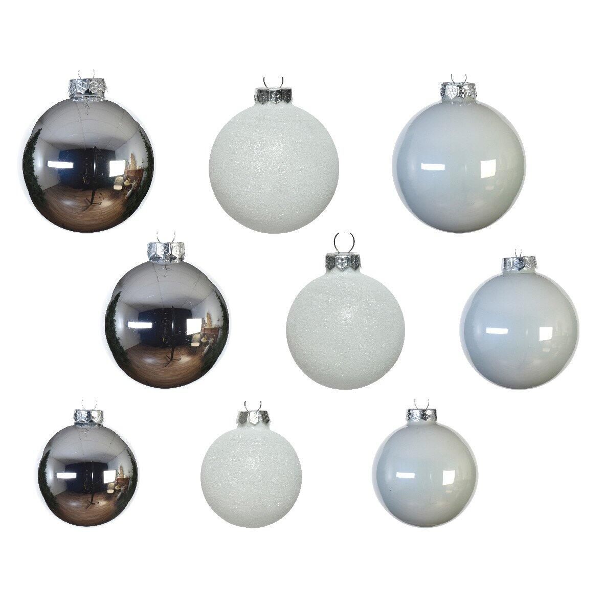 Lote de 42 bolas de Navidad en vidrio (D70 mm) (D60 mm) (D50 mm) cristal Domeona Plata / Blanco  1