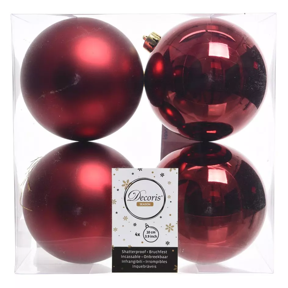 Lote de 4 bolas de Navidad (D100 mm) Alpine Burdeos 1