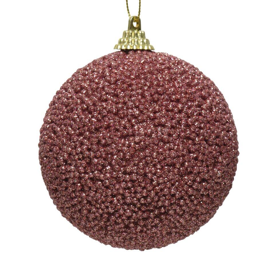 Lote de 12 bolas de Navidad (D80 mm) Perline Rosa antiguo 1