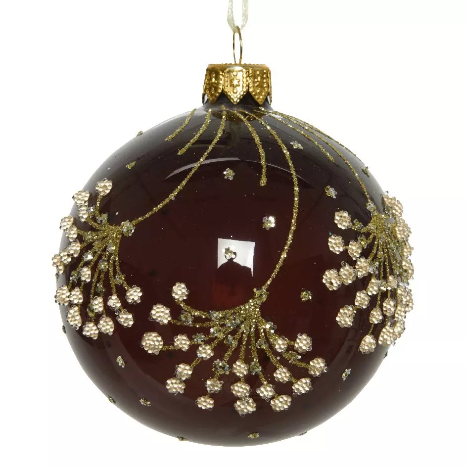 Lote de 6 bolas de Navidad en vidrio (D80 mm) Clarie Caoba  1