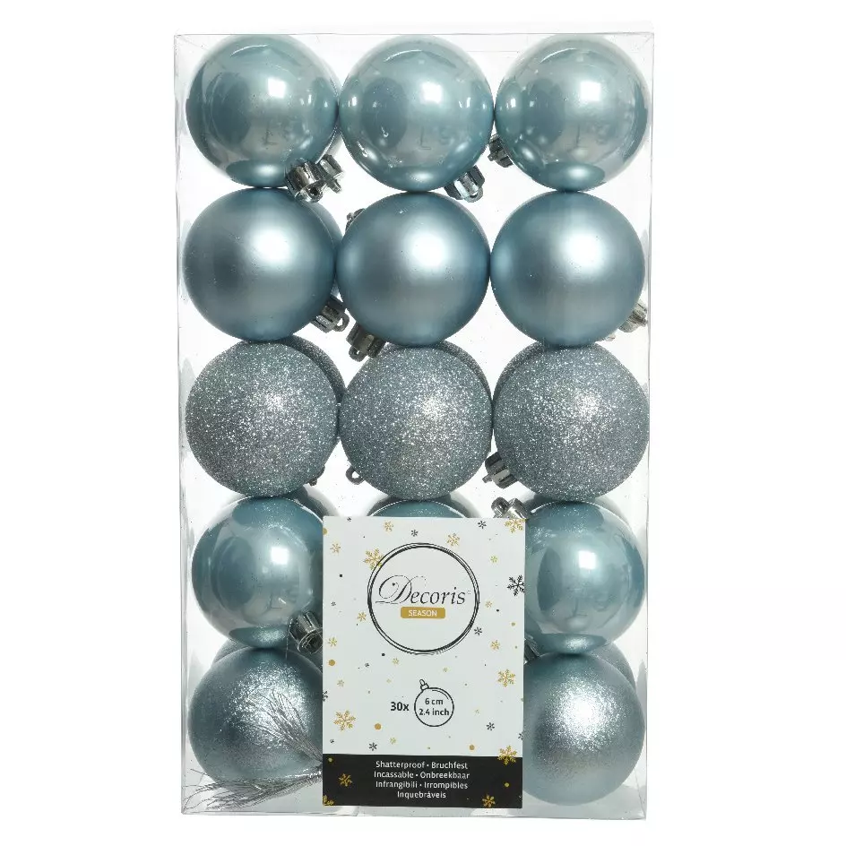 Lote de 30 bolas de Navidad Alpine Azul pastel 1