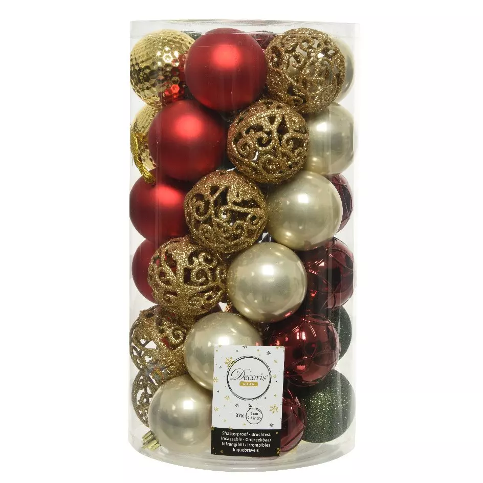 Lot de 37 boules de Noël (D60 mm) Alpine Bordeaux 1
