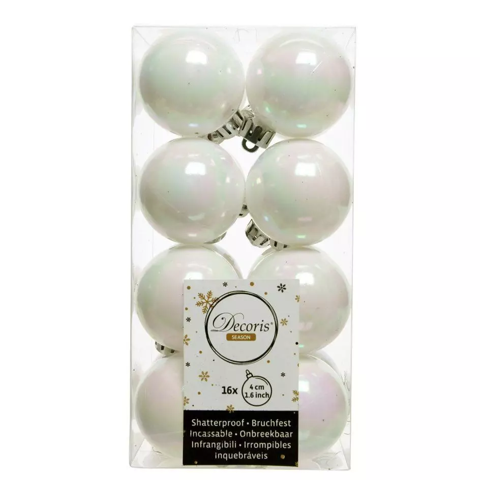 Lot de 16 boules de Noël (D40 mm) Alpine Blanc irisé 1