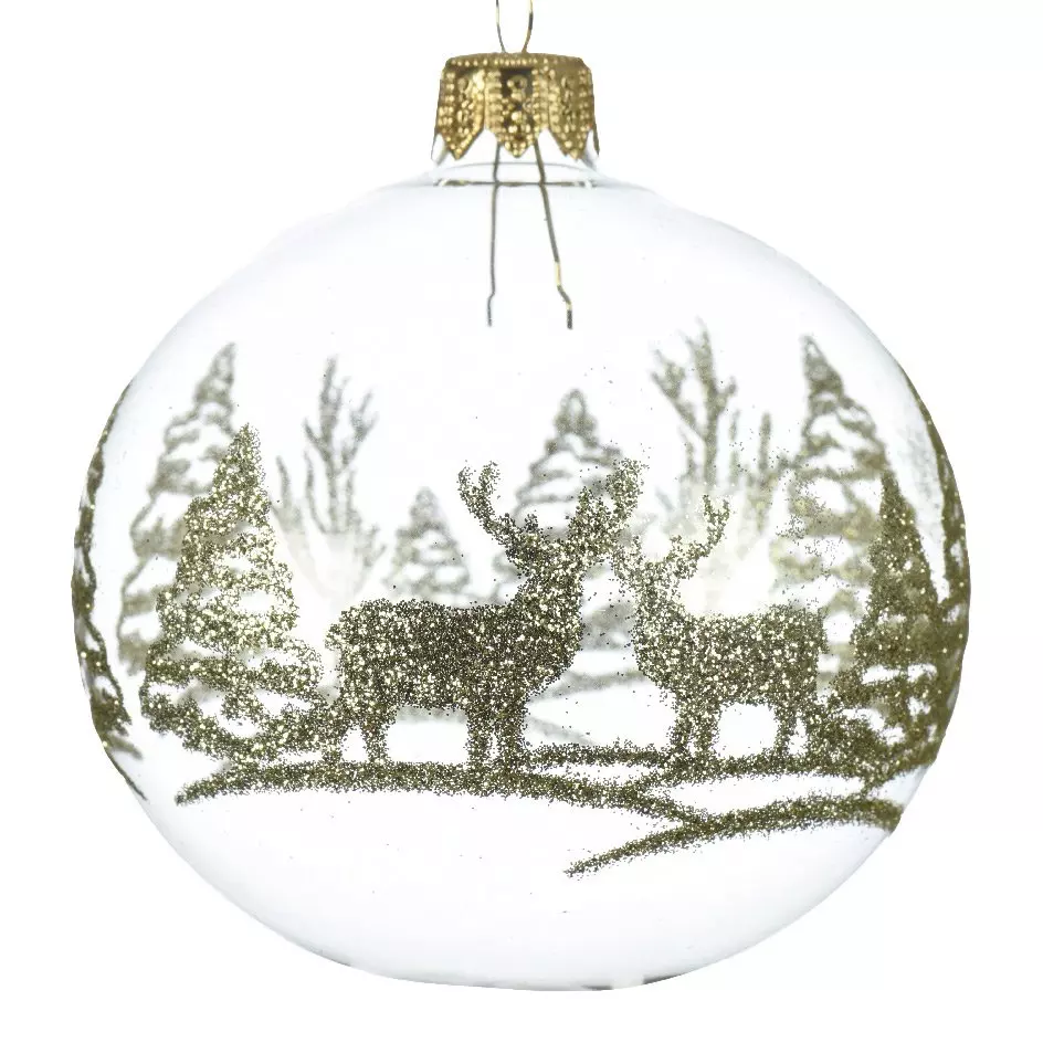 Lot de 6 boules de Noël en verre (D80 mm) Renne Transparent 1