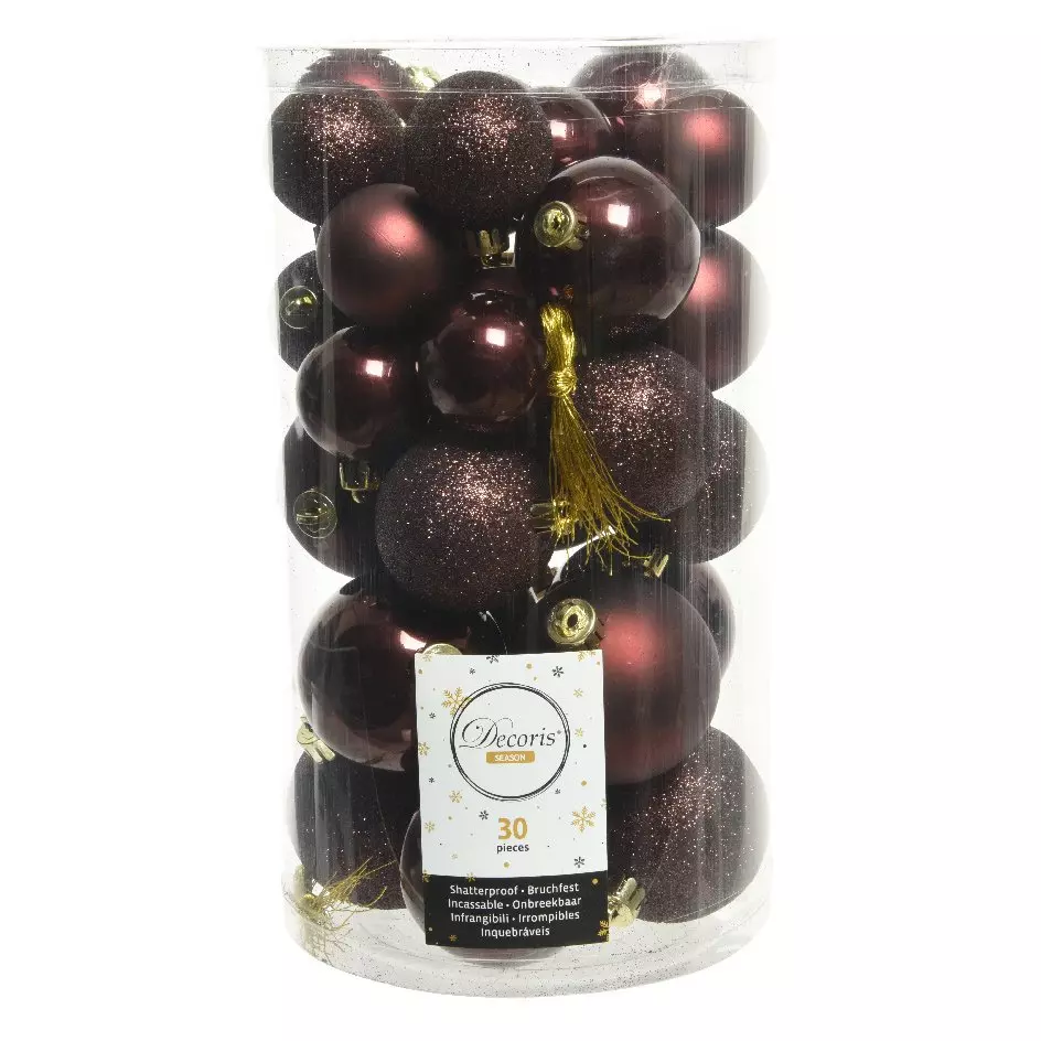 Lote de 30 bolas de Navidad Surtido alpino Caoba 1