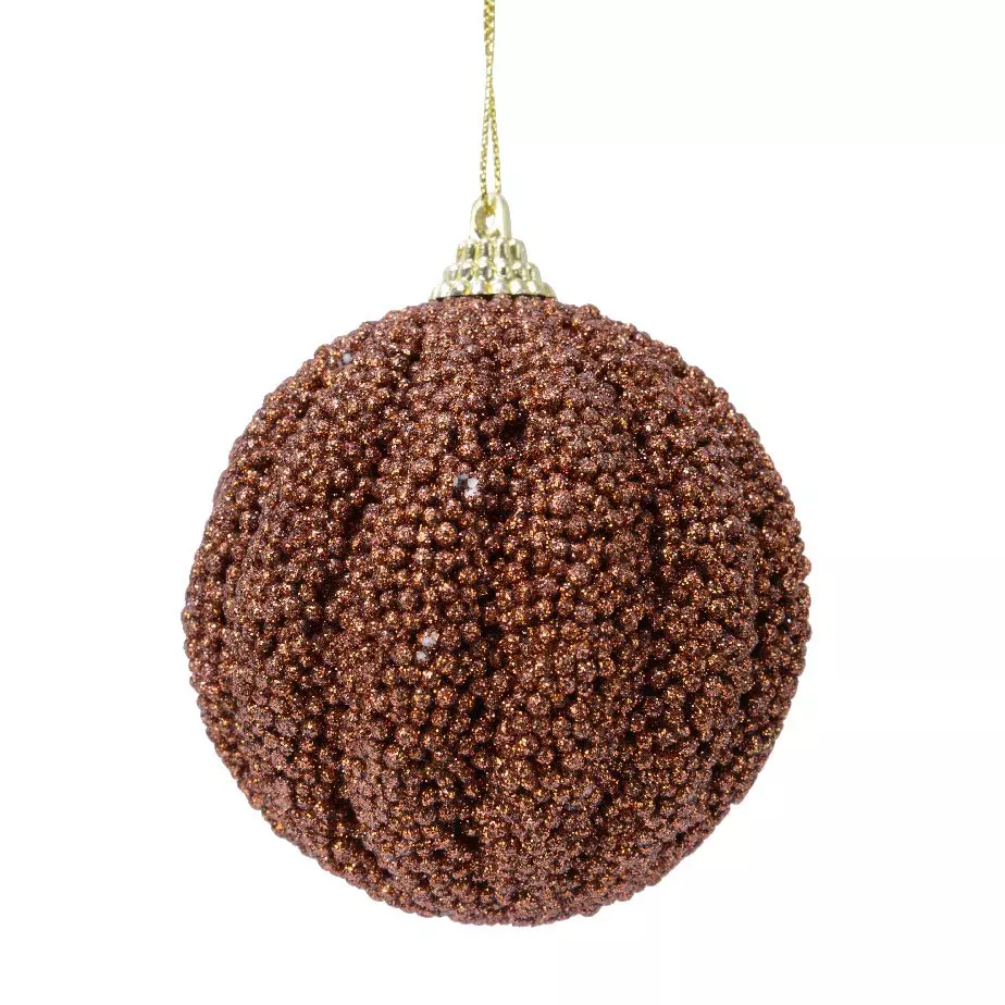 Lote de 12 bolas de Navidad (D80 mm) Etincelle Canela 1