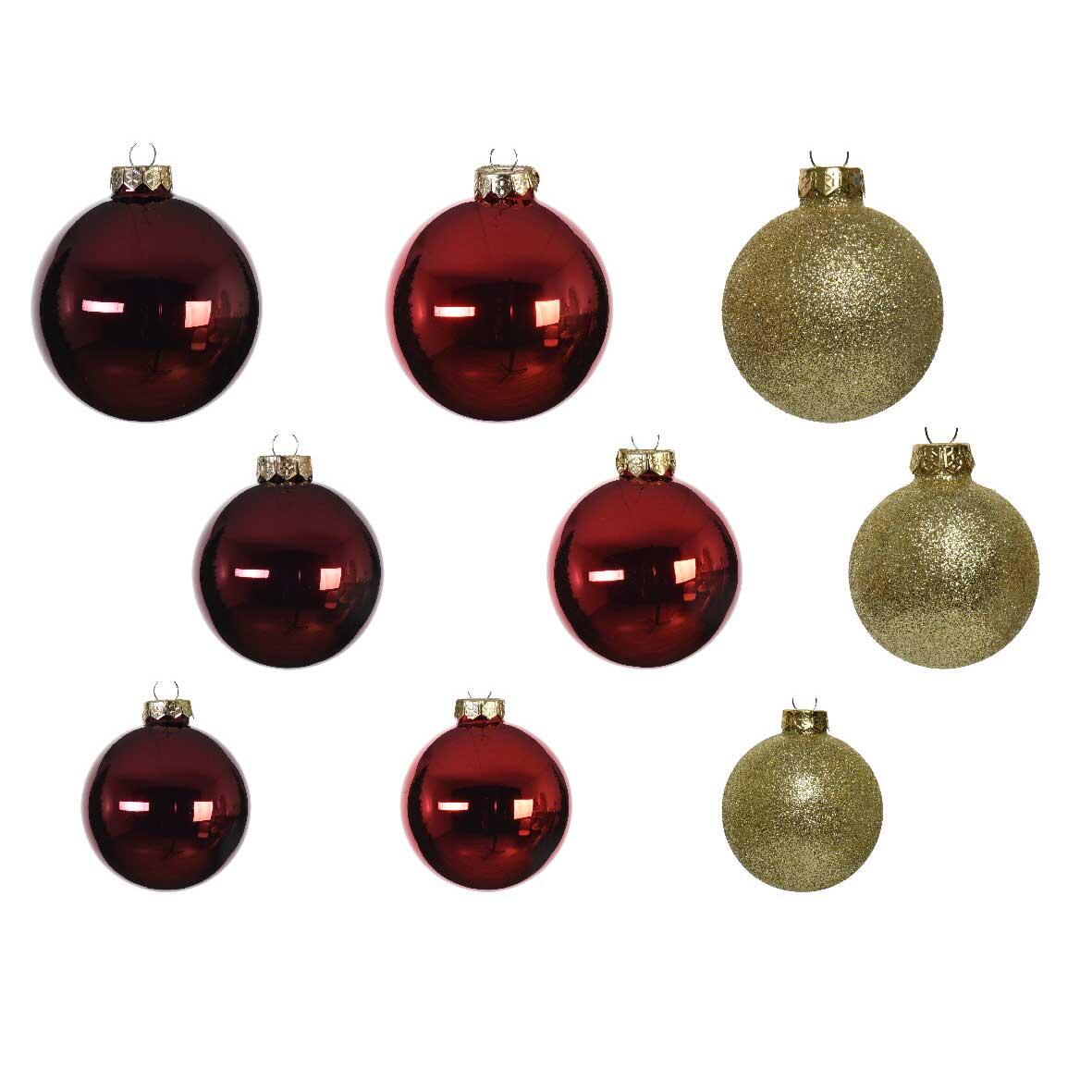 Lote de 42 bolas de Navidad en vidrio (D60 mm) (D50 mm) en vidrio Domeona Oro/ Rojo 1