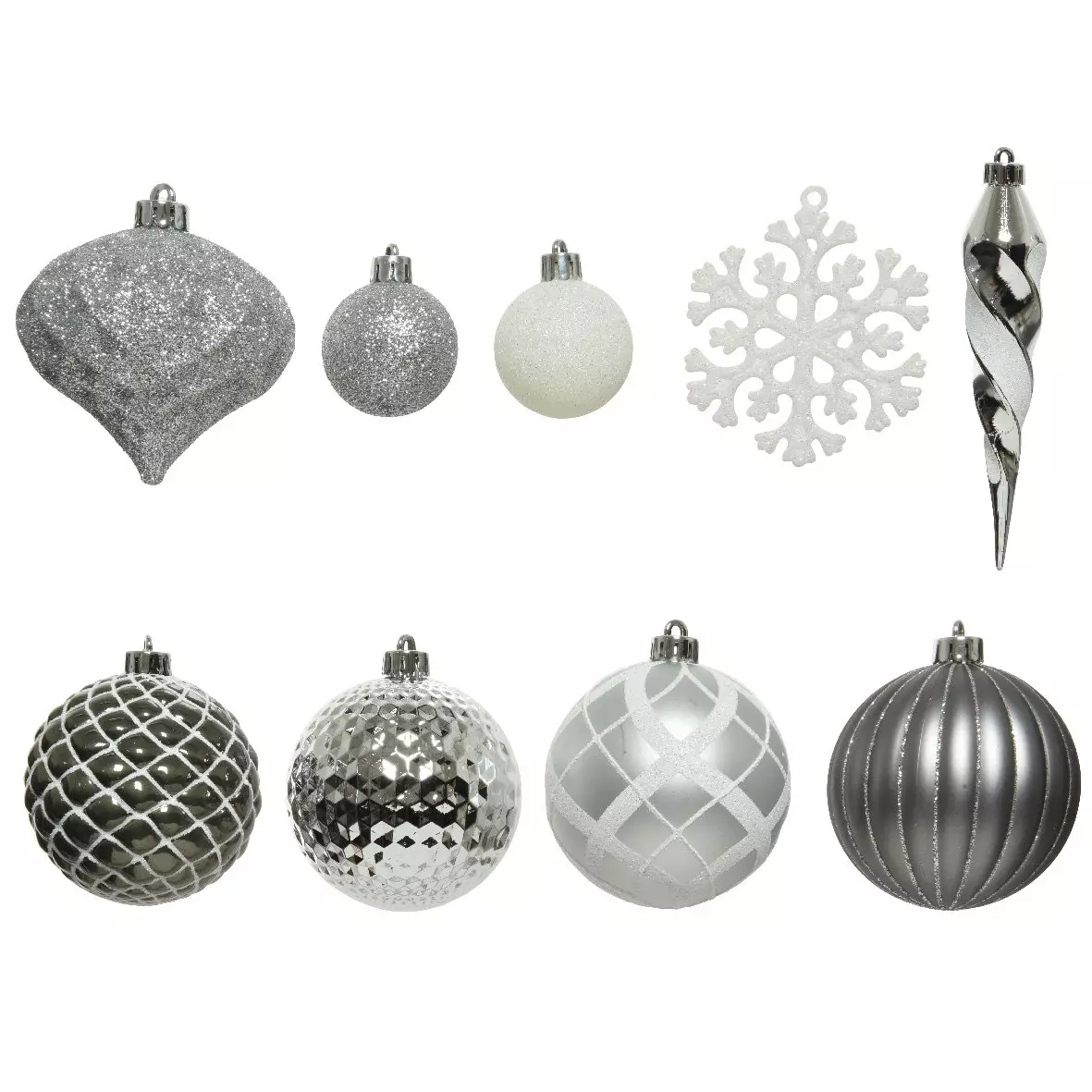 Kit de decoración para árbol de Navidad Zaven Plata/ Gris 1
