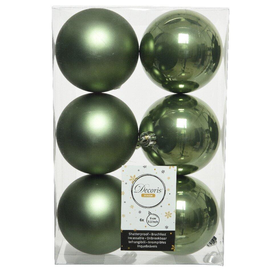 Lote de 6 bolas de Navidad (D80 mm) Alpine Verde musgo 1